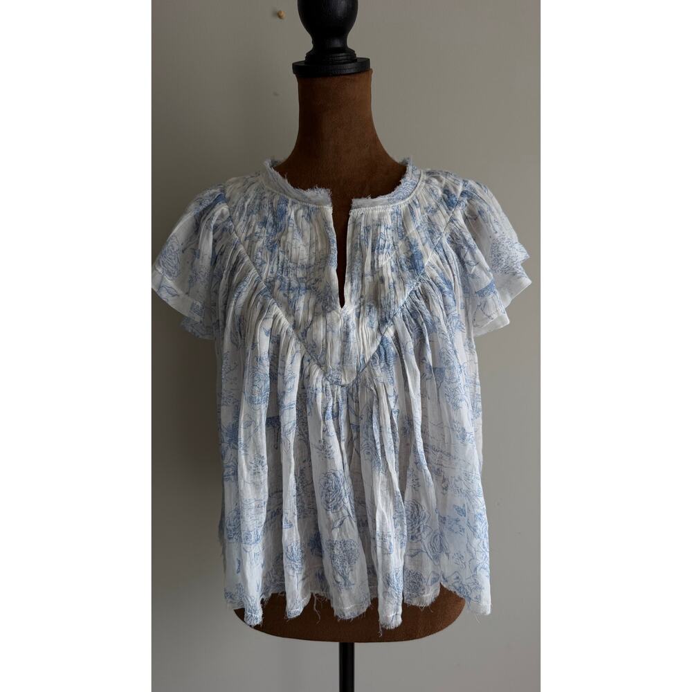 Free People Printed Padma Top – Blue/White, Size M $88 - Picture 8 of 13